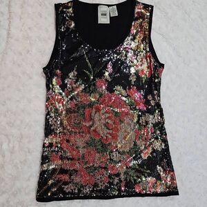 Sequin Flower Cami Tank Top Verve Womens Medium